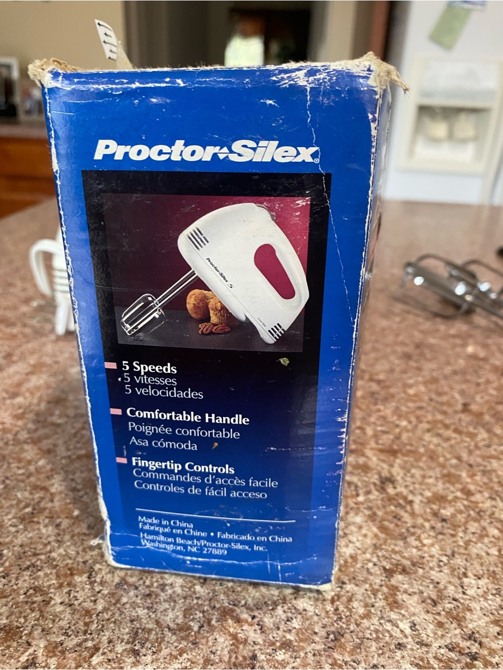 White and Pink Hand Mixer - 5-Speed with Comfortable Handle